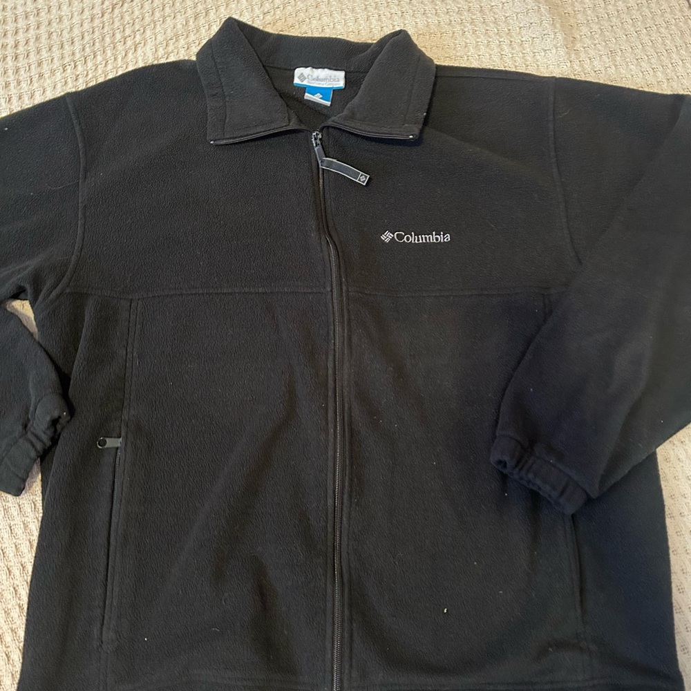 Columbia Black Fleece Zip Jacket with Blue Tag